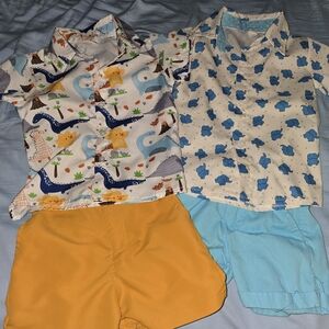 Kids Dinosaur and Elephant Print Short Sets